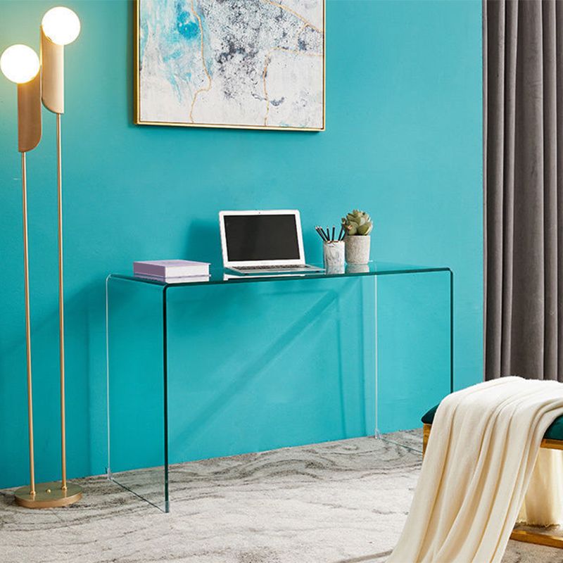 Modern Style Coffee Table with Rectangular Black/transparent Tempered Glass Abstract Base