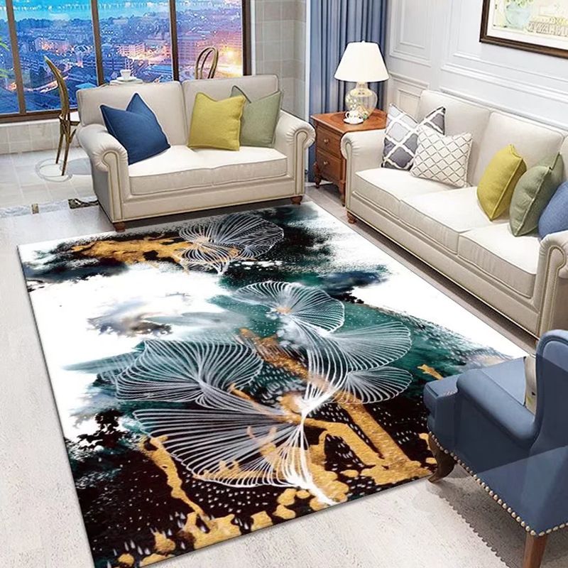 Leisure Abstract Print Carpet Washable Rug Polyester Stain Resistant Carpet for Home Decor