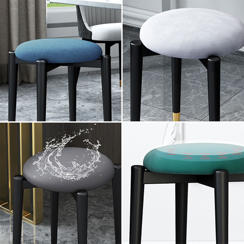 Contemporary Round Water Resistant Ottoman Faux Leather Upholstered Standard