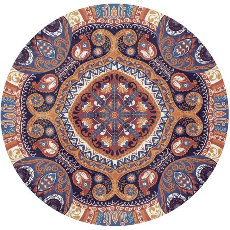 Dark Purple Bohemian Rug Polyester Graphic Non-Slip Backing Area Rug for Living Room