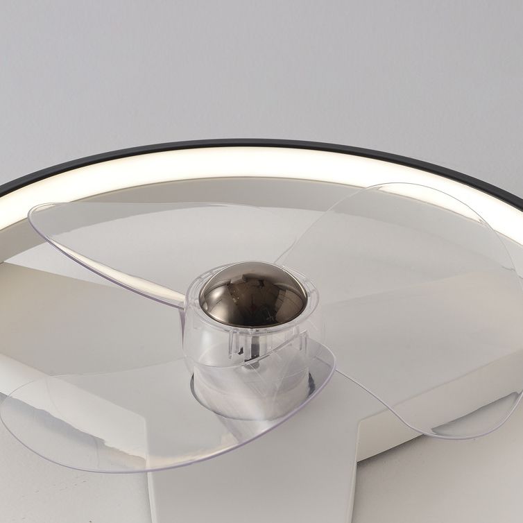 Contemporary Single White/Black Ceiling Fan Lamp LED Metallic Ceiling Fan Light