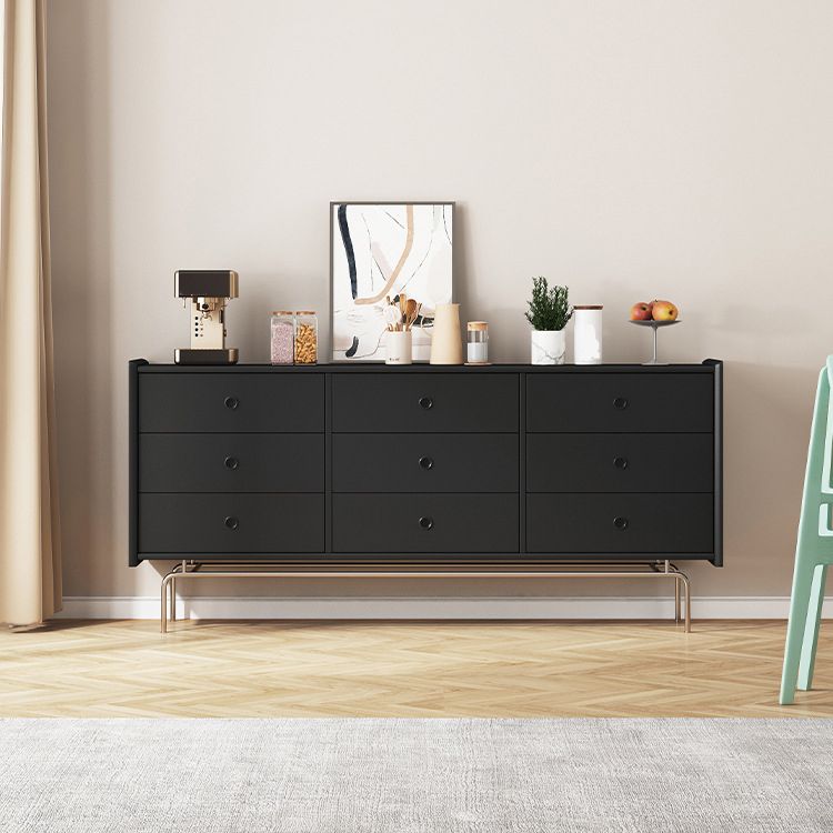 Contemporary Horizontal Double Dresser Black/Gray Dresser with Storage for Home