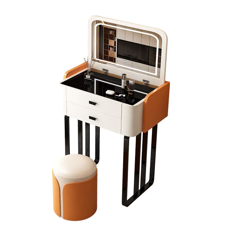 Contemporary Glass Makeup Counter Bedroom Make-up Vanity with Lighted Mirror