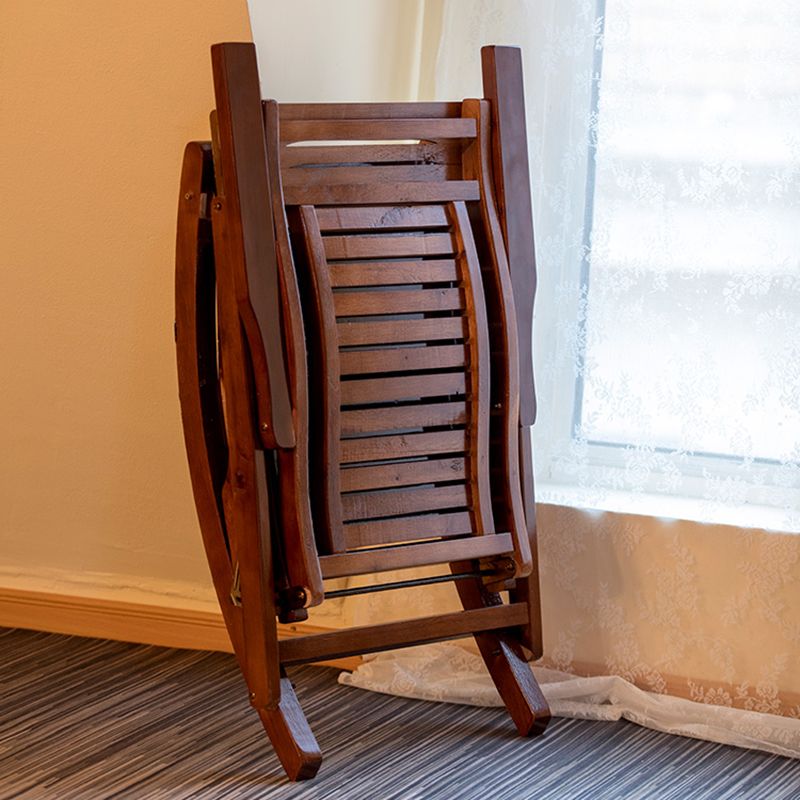 Traditional Rocking Chair Solid Wood Frame Slatted Backrest Indoor Rocking Chair