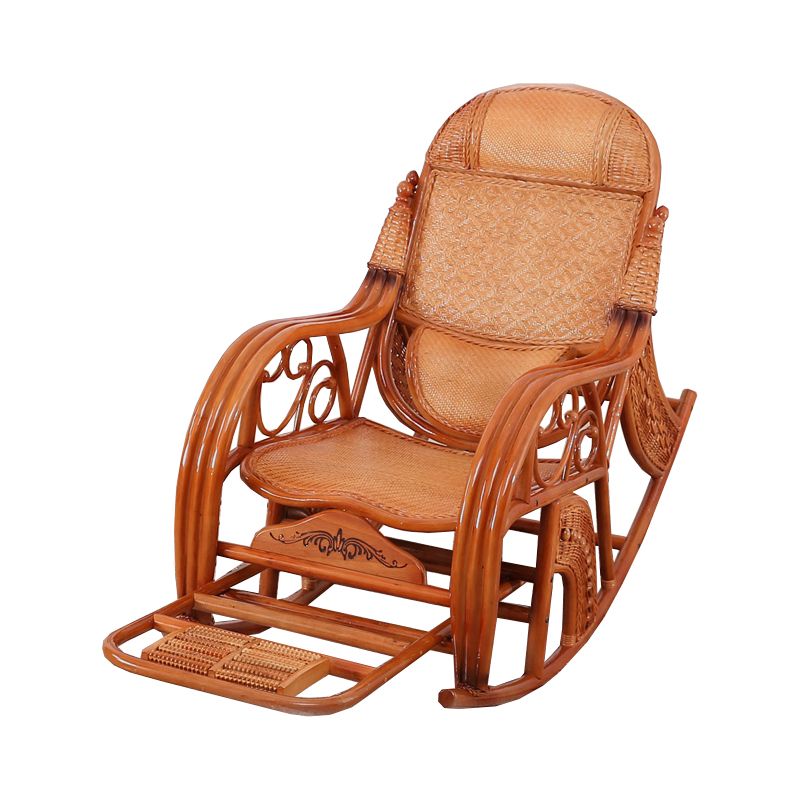 Espresso Rattan Rocking Chair Antique Reclining Rocker Chair 24.4" x 47.2" x 36.2"