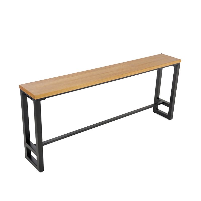 Industrial Metal Frame Pub Table Pine Wood Bar Table with Trestle Base