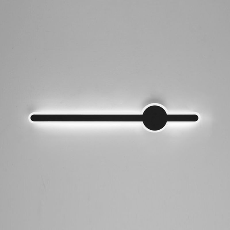 Simplicity Bar Shaped Vanity Lamp Metal Bathroom LED Wall Sconce Light in Black