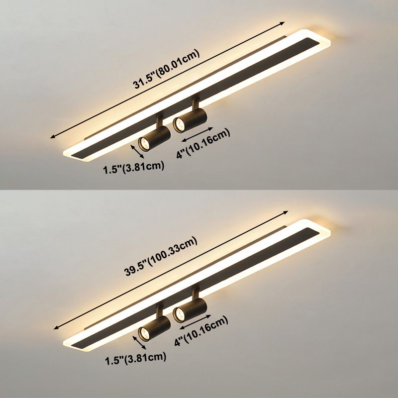 Deux Head Modern Flush Ceiling Spotlight Iron LED Track Light Fixture for Dinning Room