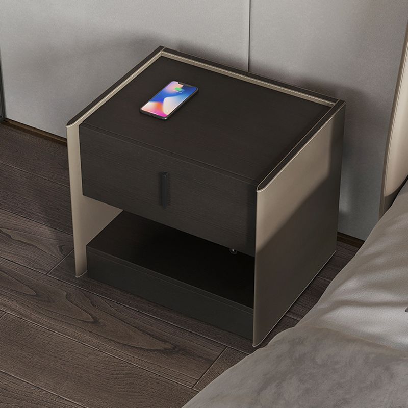 Contemporary Faux Leather 1 - Drawer Nightstand 20" Tall Nightstand