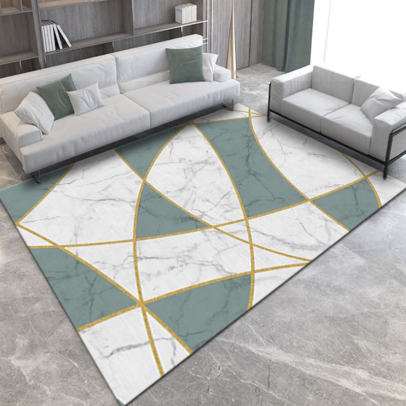 Wealthy Modern Rug Gold Graphic Indoor Rug Washable Rug for Drawing Room
