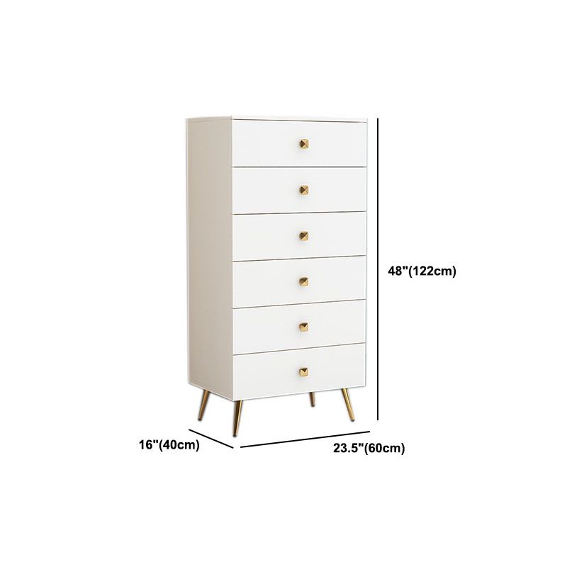 Classic Glam White Storage Chest Vertical Wood Dresser for Bedroom