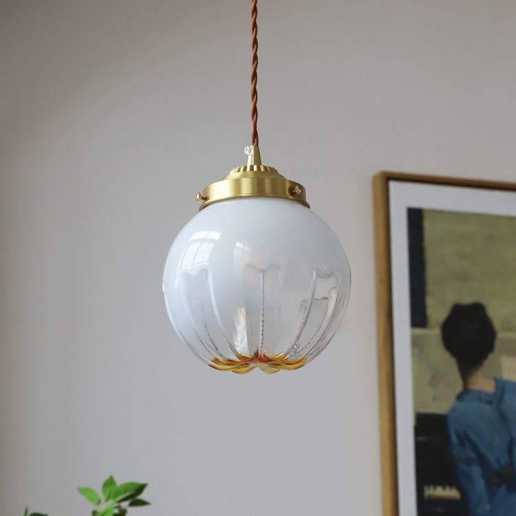 Modern Style Pendant Light Minimalism Metal Glass Hanging Light for Bedside