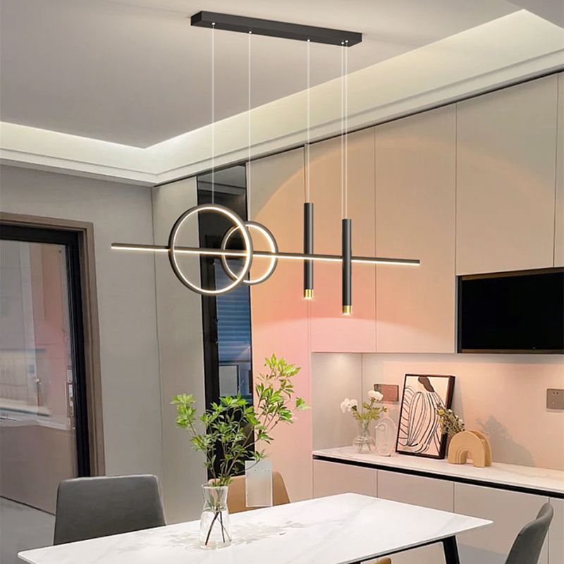Modern Metal Track Light Multi-Head Restaurant Island Lighting Fixtures with Acrylic Shade