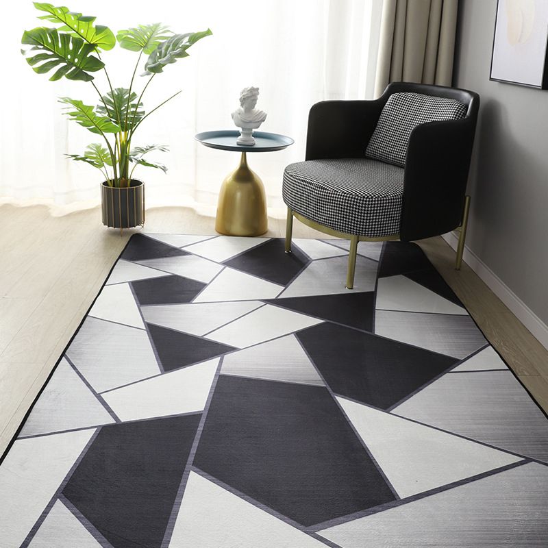 Grijs modern vloerkleed Polyester geometrisch patroon gebied tapijt niet-slip achterste tapijt voor woningdecoratie