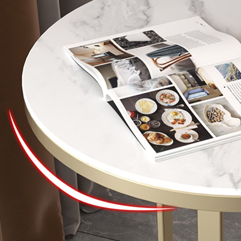 Modern Round Side Table 21.5" Tall Pedestal End Table in White