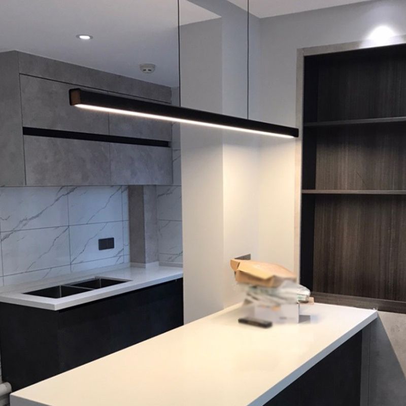 Metal Linear Shade Island Pendant Modern Style 1 Light Island Lighting for Living Room