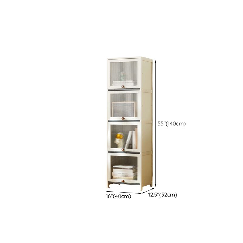 Contemporary White Cabinet with Glass Doors and Legs in Solid Wood