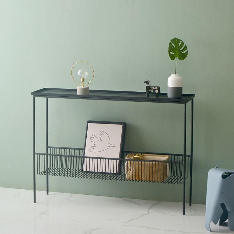 Iron Modern Accent Table 33.86-inch Tall Console Table with Shelves