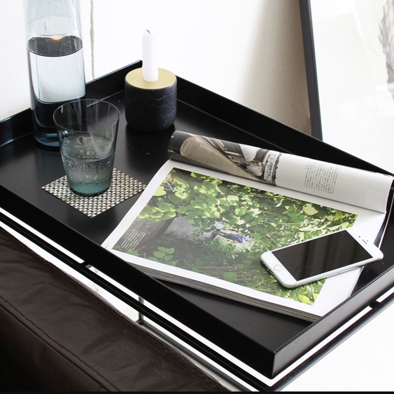 Iron Coffee Table Mid-Century Modern Frame Cocktail Table in Black