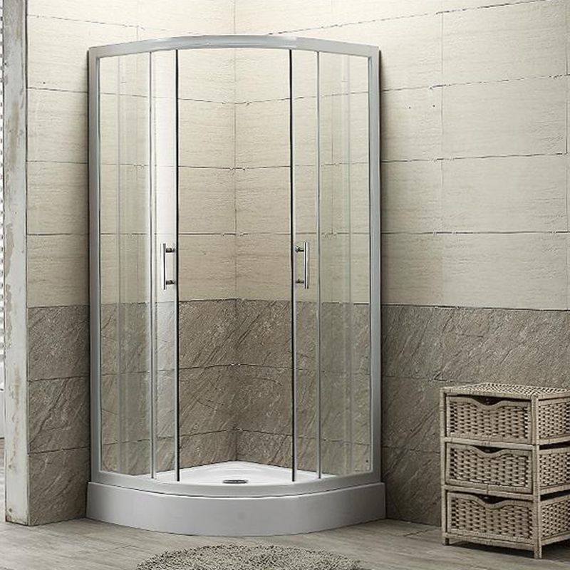 Round Shower Kit Tempered Glass Shower Enclosure with Door Handle