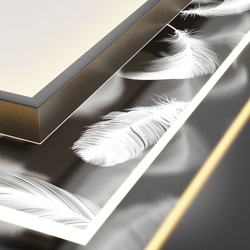 Lámpara empotrada cuadrada contemporánea, lámpara de techo empotrada de metal con 2 luces