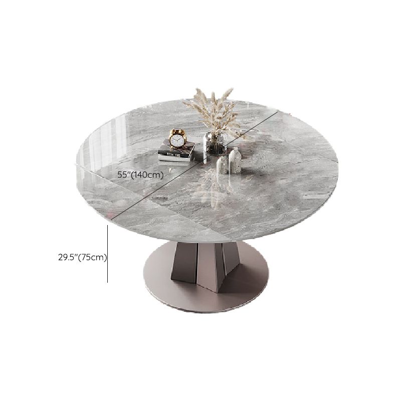 Modern Style Dining Round Table Sintered Stone Table with Metal Legs for Home