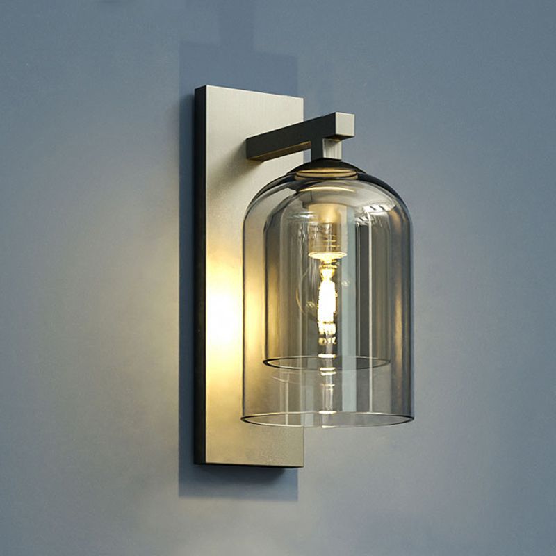 Industrial Style Cylinder Wall Light Glass 1 Light Sconces for Bedroom