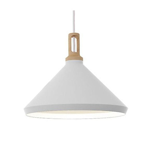 Iluminación colgante blanca de 9.5 "/14" de ancho con tono de metal de cono/granero Luz de colgante colgante nórdico para comedor