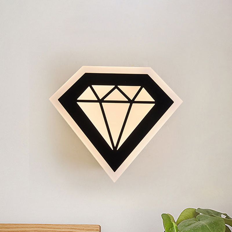 Acrylic Diamond Bedside Wall Lamp Contemporary LED Black/White Sconce Light Fixture in Warm/White Light