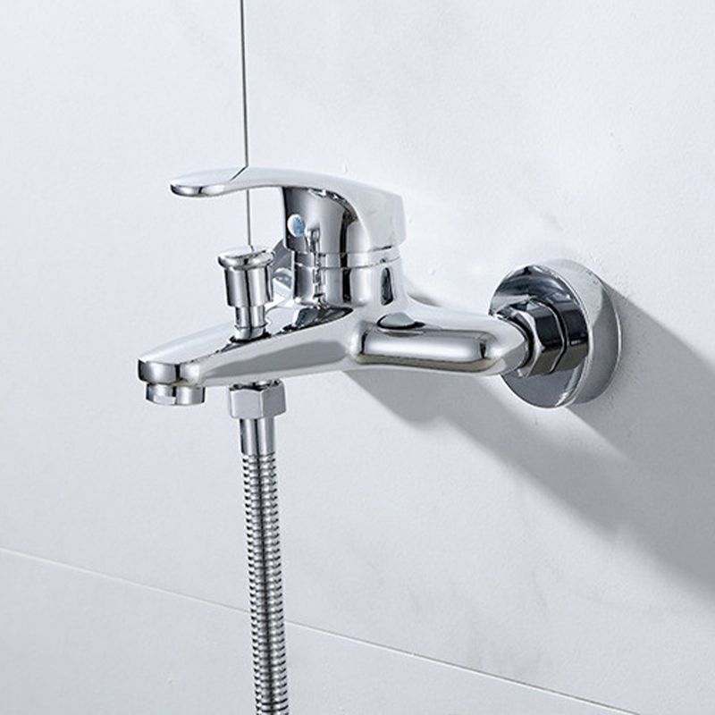 Modern Silver Tub Spout One Handle and Two Hole Brass Wall Mounted Faucet
