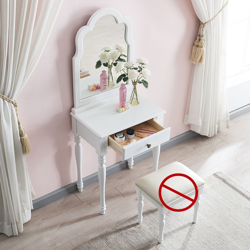Traditional Wooden Vanity Makeup Table Set 1 Drawers Dressing Table with Mirror