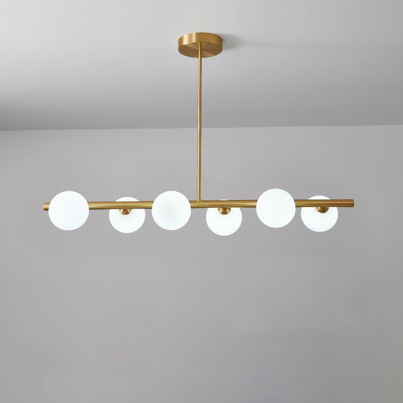 Simplicity Ball Island Light Kit Glass Dining Room Pendant Lighting Fixture in Brass