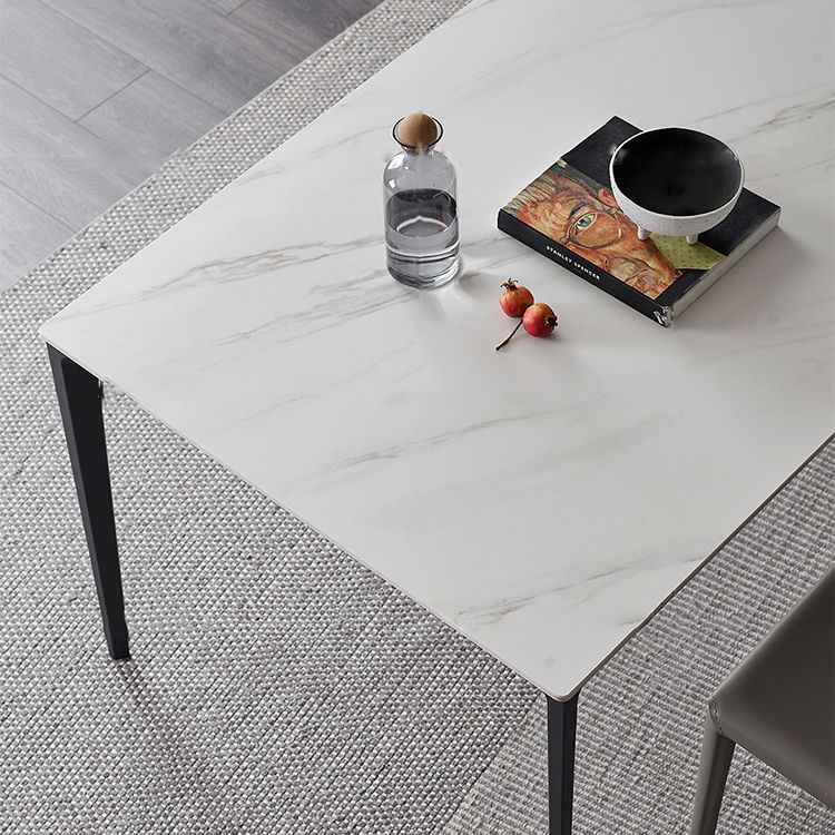 Mesa de forma de comedor de piedra sinterizada de estilo industrial con base de 4 patas