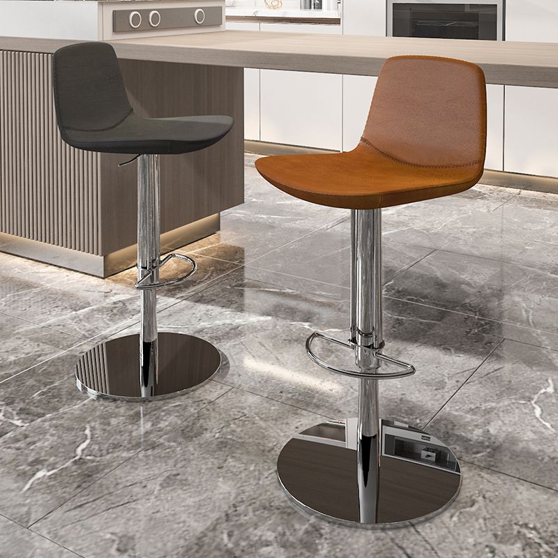 Low Back Adjustable Height Swivel Armless Bar Stool with Footrest