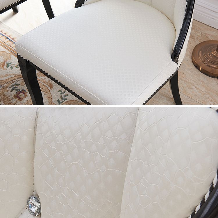 Victorian Style Marble Dining Set with White Table and 4 Black Legs Base for Home Use