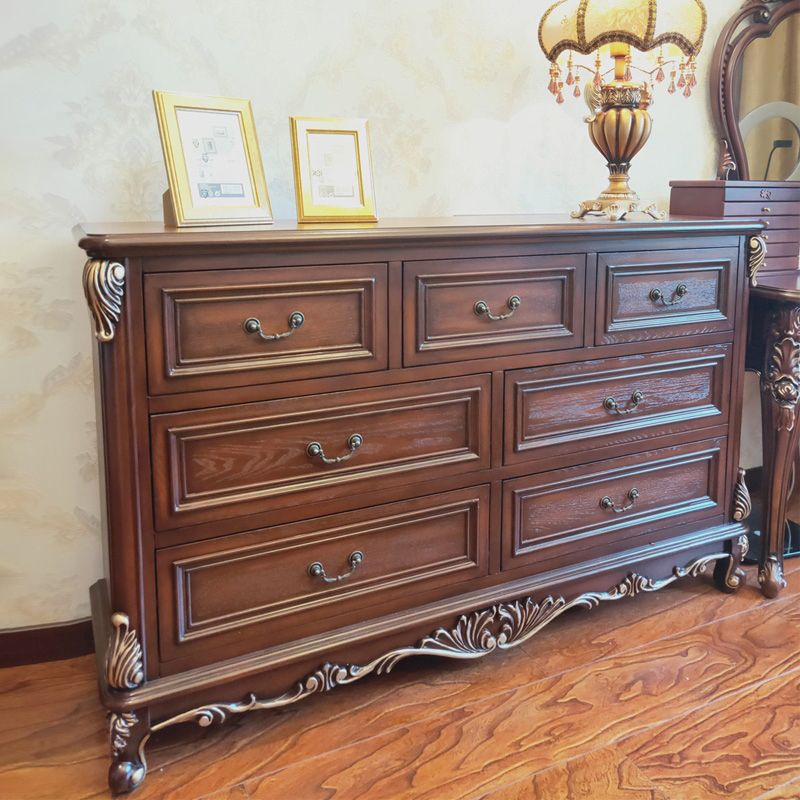 Traditional Style Wooden Storage Chest with Drawers for Bedroom
