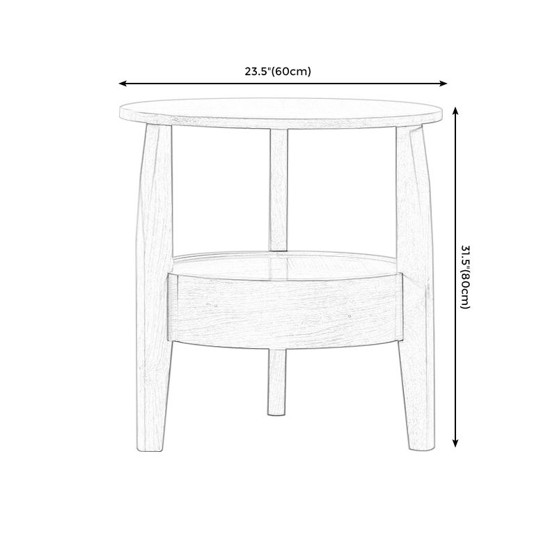 19.6"/23.6"/31.4" Tall 3 Legs End Table Solid Wood Round Side End Table with Drawer