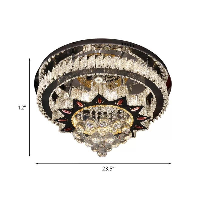 Nickel Icycle Flushmount Modernism Clear Crystal Ball LED Bedroom Close to Ceiling Light