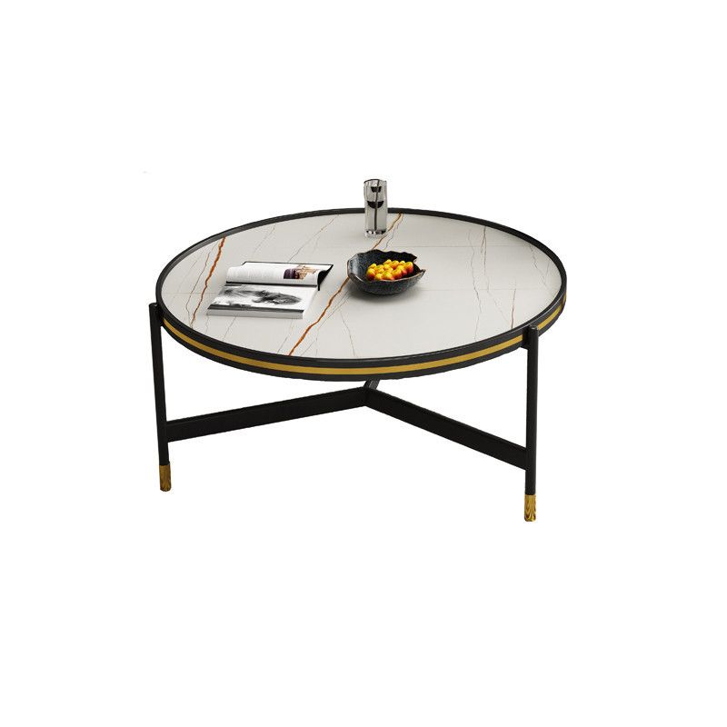 Round Slate 3 Legs Coffee Cocktail Table 2-Piece Coffee Table Set