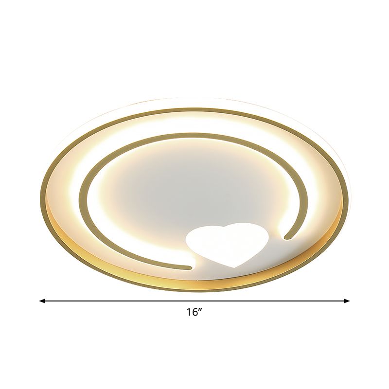 Circle and Heart Flush Mount Lighting Modernist Acrylic Gold Ceiling Light Fixture