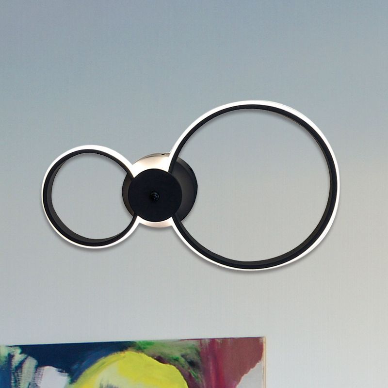Lampe murale à cerceau noir / blanc LED moderne 2/3 lumières Idées d'éclairage mural acrylique en chaud / blanc / deuxième équipement