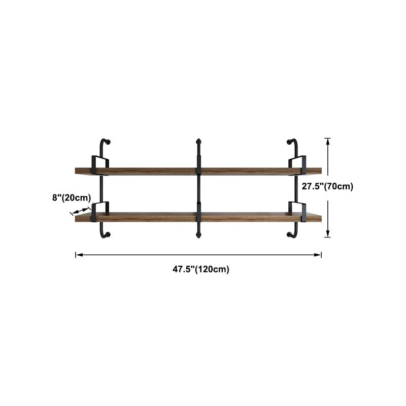 Industrial 7.87" Wide Floating Bookshelf Solid Wood Living Room Bookcase