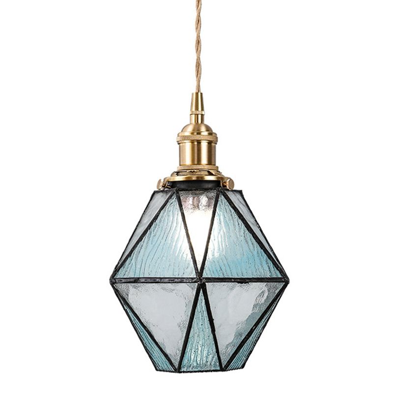 Icy Clear Glass Hanging Lamp Geometric 1 Light Tiffany-Style Pendant Light Fixture