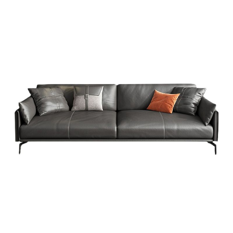 Square Arm Sofa 33.46" High Genuine Leather Sofa with Loose Back