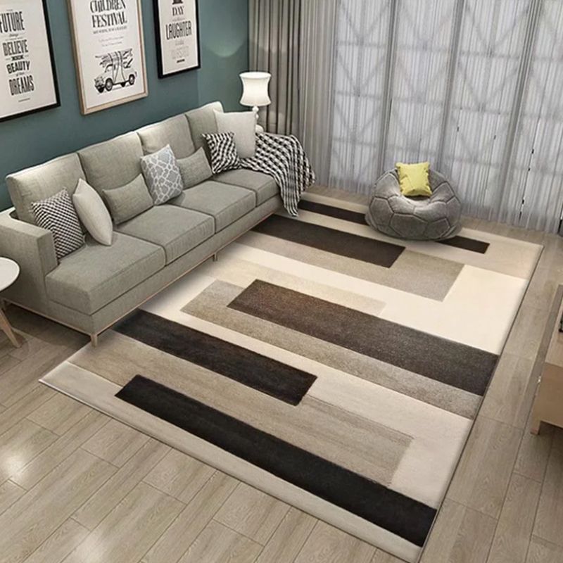 Zwart gestreepte tapijten Polyester Modern Rug Stain Resistant Rug voor woonkamer