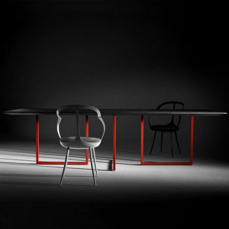 Mesa de comedor de madera sólida Mesa fija industrial para comedor