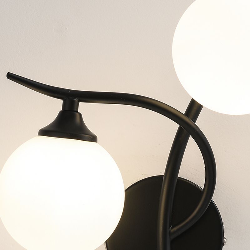 2 Lights Wall Mount Lamp Modern Style Spherical with Glass Shade for Living Room