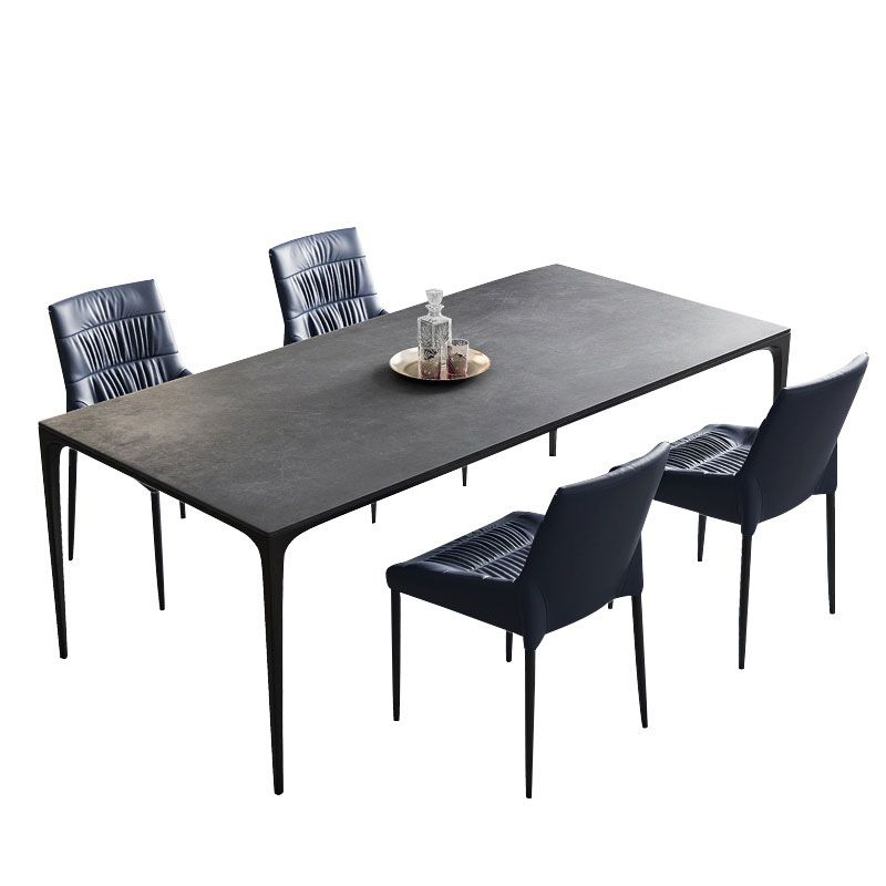 Modern Gray Dining Table Rectangle Sintered Stone Dining Table with 4 Legs