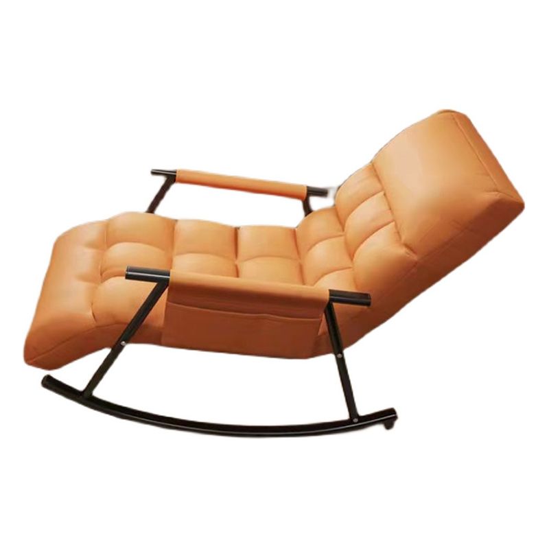 Modern Style Rocking Chair Faux Leather Upholstered Chair with Storage