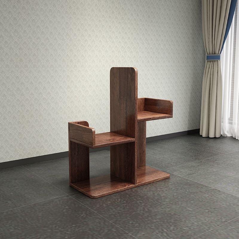 Modern Style Open Back Bookshelf Vertical Wooden Bookcase in Brown